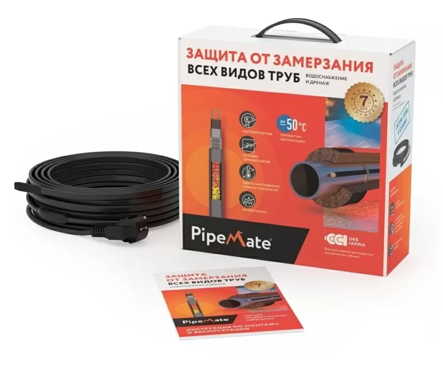 Секция нагревательная кабельная PipeMate 25Вт/м 03м