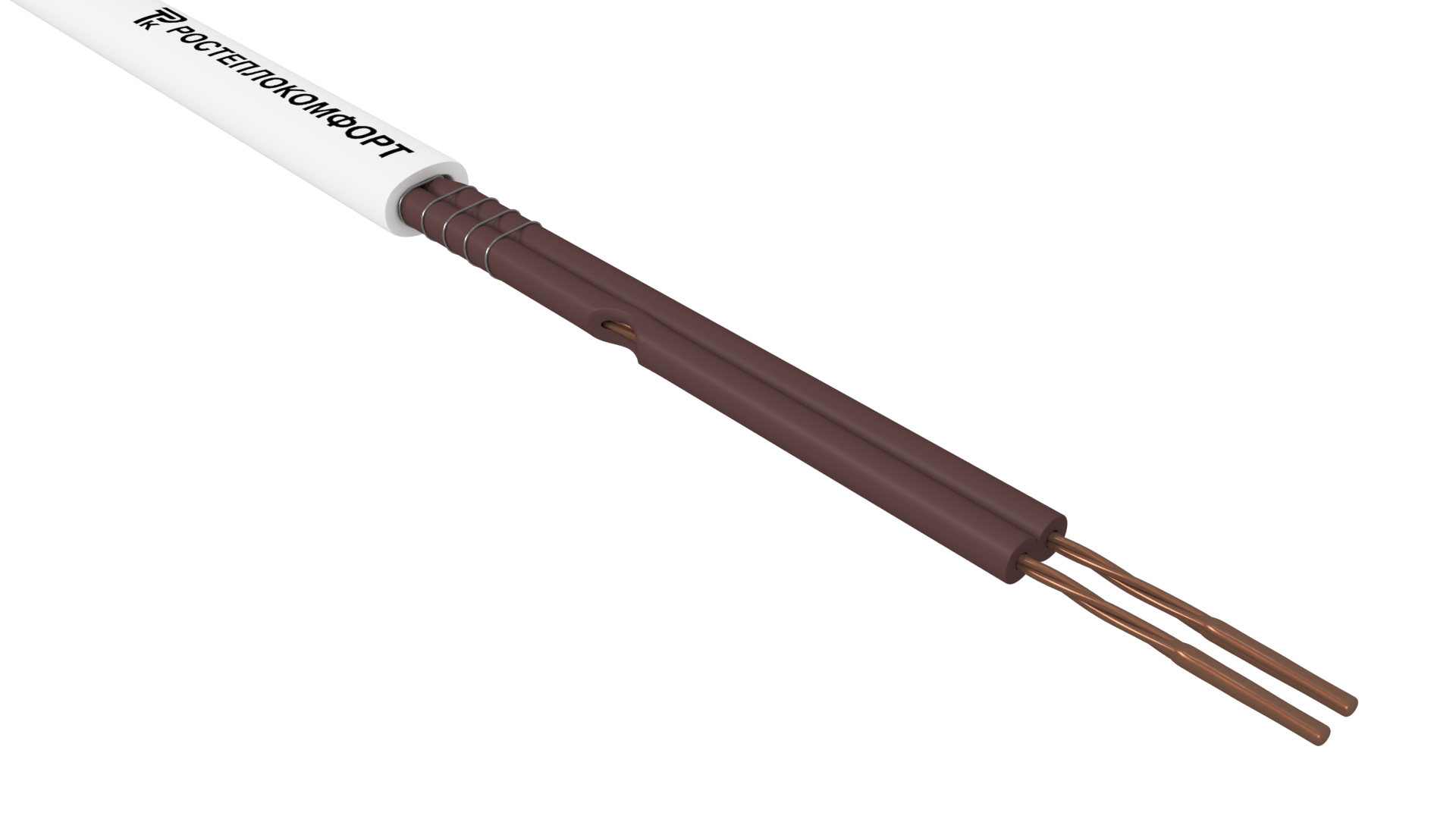 Кабель нагревательный РТК-60-ф-220 Вмощность 60 Вт/м, t=120°С, напряжение 220В, секции 1м