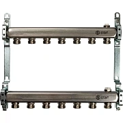 Коллектор Stout из нержавеющей стали для радиаторной разводки 7 вых.