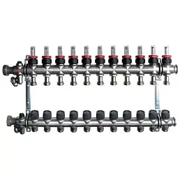 Коллектор Oventrop "Multidis SF" на 10 контуров с регулирующими вставками и расходомерами