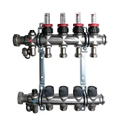 Коллектор Oventrop "Multidis SF" на 4 контура с регулирующими вставками и расходомерами