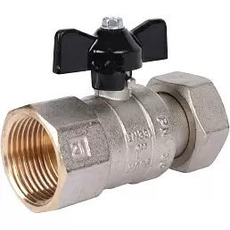 Кран шаровой Stout с накидной гайкой, ВР/накидная гайка, ручка бабочка 1"x1"