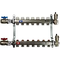 Коллектор Stout из нержавеющей стали в сборе, с регулирующими вставками 7 вых.