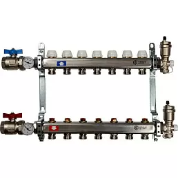 Коллектор Stout из нержавеющей стали в сборе, с регулирующими вставками 7 вых.