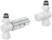 Автоматический терморегулятор Сунержа прямой 1/2" НР х 3/4" НГ (матовый белый - хром)