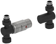 Автоматический терморегулятор Сунержа прямой 1/2" НР х 3/4" НГ (тёмный титан муар - сталь)