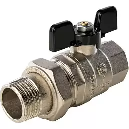 Кран шаровой Stout полнопроходной с американкой, ВР/НР, ручка бабочка 1"