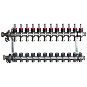 Коллектор Oventrop "Multidis SF" на 12 контуров с регулирующими вставками и расходомерами