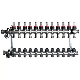 Коллектор Oventrop "Multidis SF" на 12 контуров с регулирующими вставками и расходомерами