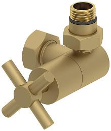 Вентиль Сунержа 3D правый (крест) G 1/2" НР х G 3/4" НГ (Матовое Золото)