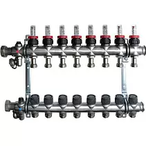Коллектор Oventrop "Multidis SF" на 9 контуров с регулирующими вставками и расходомерами