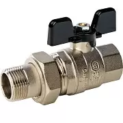 Кран шаровой Stout полнопроходной с американкой, ВР/НР, ручка бабочка 3/4"