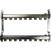 Коллектор Stout из нержавеющей стали для радиаторной разводки 9 вых.