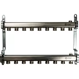 Коллектор Stout из нержавеющей стали для радиаторной разводки 9 вых.