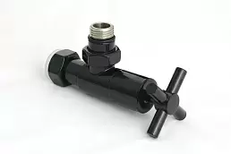 Вентиль Сунержа угловой (крест) G 1/2" НР х G 3/4" НГ (RAL 9011 Графитовый чёрный)