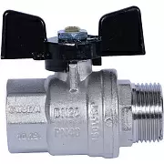 Кран шаровой Bugatti Oregon прямой Н-В 1", ручка-бабочка, арт.03070070