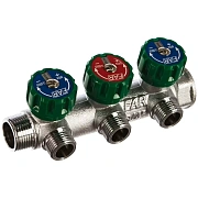 Регулируемый коллектор Far Multifar 3/4" с 3 отводами 1/2" НР плоское уплотнение