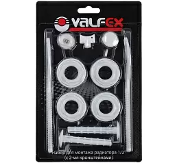 Монтажный комплект для радиатора Valfex 1/2" белый с двумя кронштейнами