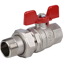 Кран шаровой Stout полнопроходной с американкой, ВР/НР, ручка бабочка 3/4" (EPDM)