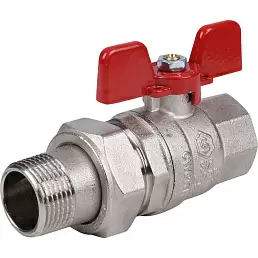 Кран шаровой Stout полнопроходной с американкой, ВР/НР, ручка бабочка 3/4" (EPDM)