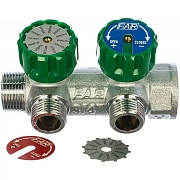 Регулируемый коллектор Far Multifar 3/4" с 2 отводами 1/2" НР плоское уплотнение