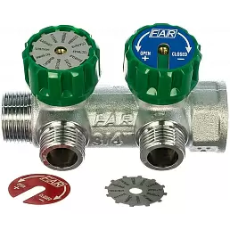 Регулируемый коллектор Far Multifar 3/4" с 2 отводами 1/2" НР плоское уплотнение