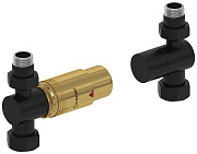 Автоматический терморегулятор Сунержа прямой 1/2" НР х 3/4" НГ (матовый чёрный - золото)