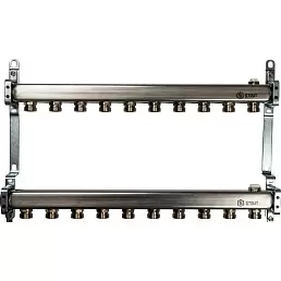 Коллектор Stout из нержавеющей стали для радиаторной разводки 10 вых.