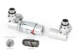 Автоматический терморегулятор Сунержа 3D левый G 1/2" НР х G 3/4" НГ (набор) (Черный хром - Чёрный х