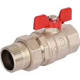 Кран шаровой Stout полнопроходной с американкой, ВР/НР, ручка бабочка 1 1/4" (EPDM)