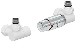 Автоматический терморегулятор Сунержа 3D правый 1/2" НР х 3/4" НГ (матовый белый - хром)