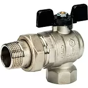 Кран шаровой Stout полнопроходной угловой с американкой, ВР/НР, ручка бабочка 1"