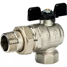 Кран шаровой Stout полнопроходной угловой с американкой, ВР/НР, ручка бабочка 1"