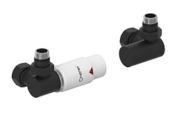 Автоматический терморегулятор Сунержа 3D левый 1/2" НР х 3/4" НГ (тёмный титан муар - белый)