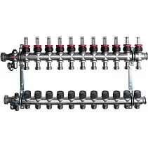 Коллектор Oventrop "Multidis SF" на 11 контуров с регулирующими вставками и расходомерами