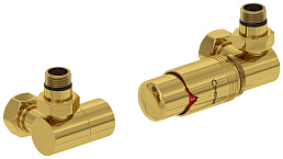 Автоматический терморегулятор Сунержа 3D правый 1/2" НР х 3/4" НГ (золото)