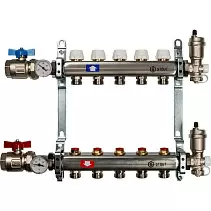 Коллектор Stout из нержавеющей стали в сборе, с регулирующими вставками 5 вых.