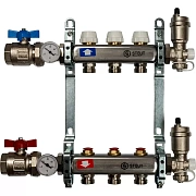 Коллектор Stout из нержавеющей стали в сборе, с регулирующими вставками 3 вых.