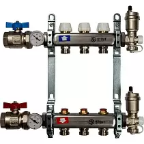 Коллектор Stout из нержавеющей стали в сборе, с регулирующими вставками 3 вых.