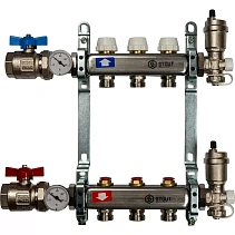 Коллектор Stout из нержавеющей стали в сборе, с регулирующими вставками 3 вых.
