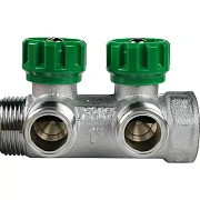 Регулируемый коллектор Far Multifar 1" с 2 отводами 3/4" НР плоское уплотнение