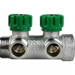 Регулируемый коллектор Far Multifar 1" с 2 отводами 3/4" НР плоское уплотнение