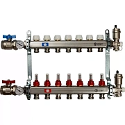 Коллектор Stout из нержавеющей стали в сборе, с регулирующими вставками и расходомерами 7 вых.