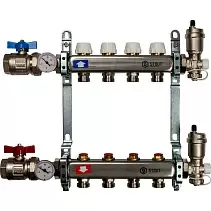 Коллектор Stout из нержавеющей стали в сборе, с регулирующими вставками 4 вых.