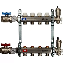 Коллектор Stout из нержавеющей стали в сборе, с регулирующими вставками 4 вых.