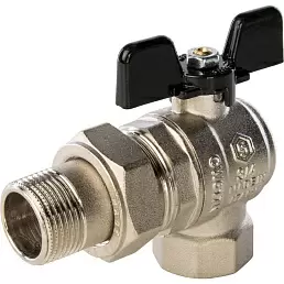 Кран шаровой Stout полнопроходной угловой с американкой, ВР/НР, ручка бабочка 3/4"