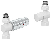 Автоматический терморегулятор Сунержа прямой 1/2" НР х 3/4" НГ (белый - хром)