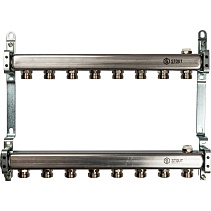 Коллектор Stout из нержавеющей стали для радиаторной разводки 8 вых.