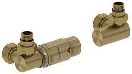 Автоматический терморегулятор Сунержа 3D левый 1/2" НР х 3/4" НГ (состаренная латунь)