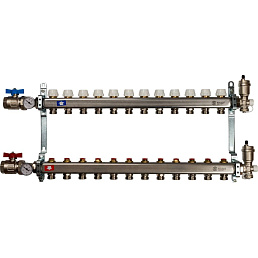 Коллектор Stout из нержавеющей стали в сборе, с регулирующими вставками 12 вых.